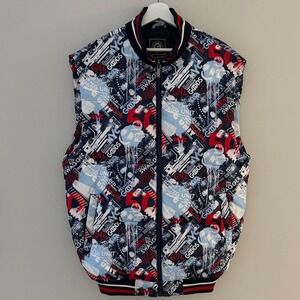 G-Unit Men Large 50cent Raw Material Old School Graphic Bomber ZipUp Vest Jacket